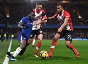 Images Dated 16th December 2017: Intense Battle for Possession: Chelsea's Victor Moses vs. Southampton's Ryan Bertrand