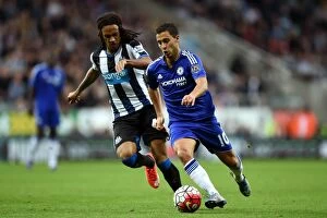 September 2015 Collection: Intense Rivalry: Eden Hazard vs. Kevin Mbabu - A Football Battle for Ball Possession