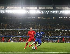 Images Dated 16th September 2016: Intense Rivalry: Milner vs. Kante at Stamford Bridge - Chelsea vs. Liverpool, Premier League (2016)