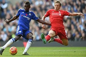 Images Dated 31st October 2015: Intense Rivalry: Ramires vs. Lucas Leiva - Chelsea vs. Liverpool: A Battle for Supremacy