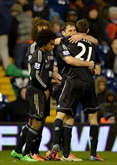 Images Dated 11th February 2014: Ivanovic and Matic: Celebrating Chelsea's First Goal Against West Brom in the Premier League