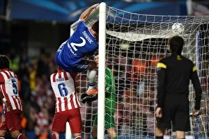 Images Dated 30th April 2014: Ivanovic's Dramatic Glancing Save: Chelsea Denies Atletico Madrid in UEFA Champions League