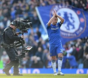 Images Dated 17th February 2013: John Terry Bids Emotional Farewell to Chelsea Fans: Apoauds in Final Stamford Bridge Appearance vs