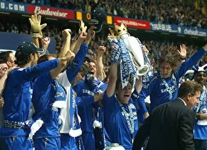 Premier League Winners 2005-2006 Collection: John Terry Celebrates Premier League Glory with Chelsea at Stamford Bridge (2005-2006)