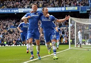 Images Dated 22nd February 2014: John Terry and Gary Cahill: Celebrating Chelsea's Winning Goal Against Everton at Stamford Bridge