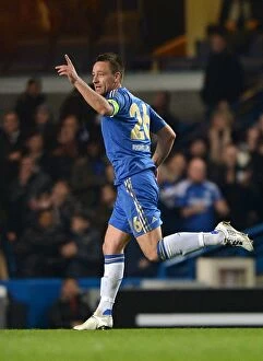 Chelsea v Steaua Bucharest 14th March 2013 Collection: John Terry's Euphoric Moment: Celebrating Chelsea's Second Goal vs