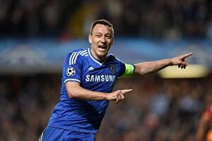Images Dated 18th March 2014: John Terry's Euphoric Reaction: Chelsea's Gary Cahill Scores the Decisive Goal in the UEFA