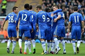 Images Dated 30th March 2013: John Terry's Goal Celebration: Chelsea's First Goal Against Southampton in the Premier League