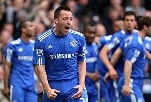 Images Dated 9th May 2010: John Terry's Jubilant Moment: Chelsea Clinch Premier League Title (2009-2010)