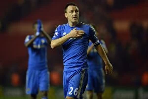 Images Dated 27th February 2013: John Terry's Triumphant FA Cup Victory Celebration: Middlesbrough vs. Chelsea (2013)
