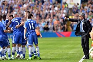 Images Dated 18th August 2013: Jose Mourinho Directs Chelsea Against Hull City Tigers in Barclays Premier League at Stamford