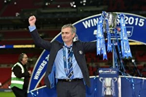 Images Dated 1st March 2015: Jose Mourinho Lifts the Capital One Cup: Chelsea's Victory over Tottenham Hotspur at Wembley