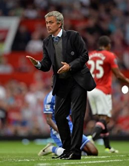 Images Dated 26th August 2013: Jose Mourinho at Old Trafford: Manchester United vs. Chelsea, Barclays Premier League (2013)