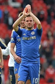 Images Dated 5th May 2013: Juan Mata Celebrates with Chelsea Fans: Manchester United Victory in Premier League Clash (May 2013)