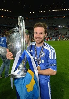 Images Dated 19th May 2012: Juan Mata Celebrates Chelsea's UEFA Champions League Victory over FC Bayern Munich, 2012