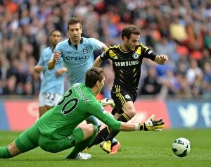 Chelsea v Manchester City 14th April 2013 Collection: Juan Mata vs Costel Pantilimon: Dramatic Dive at the FA Cup Semi-Final between Chelsea
