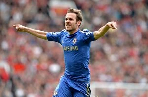 Manchester United v Chelsea 5th May 2013 Collection: Juan Mata's Euphoric Moment: First Goal Against Manchester United for Chelsea (May 2013)