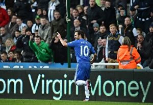 Images Dated 2nd February 2013: Juan Mata's Euphoric Moment: Scoring Chelsea's Second Goal Against Newcastle United (February 2)