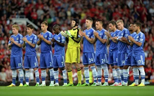 Images Dated 26th August 2013: Manchester United vs. Chelsea: A Minute of Silence for Brian Greenhoff, Ron Davies