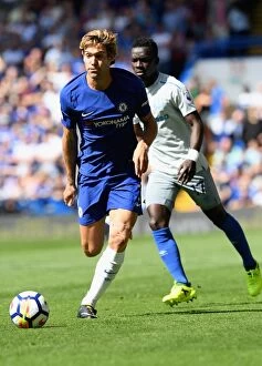 Images Dated 27th August 2017: Marcos Alonso: In Action for Chelsea Against Everton at Stamford Bridge (2017)