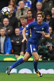 Away Collection: Marcos Alonso in Action: Chelsea vs. Stoke City, Premier League (Away)