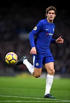 Images Dated 16th December 2017: Marcos Alonso Charges Forward: Chelsea's Powerful Advance vs Southampton, Premier League