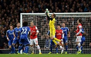 Images Dated 29th October 2013: Mark Schwarzer Claims Controversial Cross Amidst Intense Arsenal-Chelsea Capital One Cup Rivalry