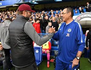 Maurizio Sarri and Jurgen Klopp Pre-Match Greeting at Stamford Bridge: Chelsea vs. Liverpool, Premier League, London, 2018