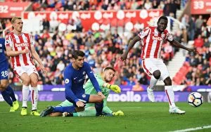Away Collection: Morata Scores Fourth: Chelsea's Dominance Over Stoke City in Premier League