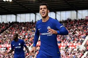 Images Dated 23rd September 2017: Morata's Hat-Trick: Chelsea Cruises Past Stoke City in Premier League