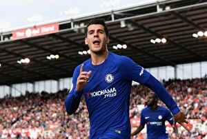 Images Dated 23rd September 2017: Morata's Hat-Trick: Chelsea Dominates Stoke City in Premier League