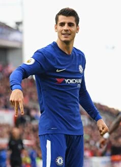Images Dated 23rd September 2017: Morata's Hat-Trick: Chelsea's Triumph Over Stoke City in Premier League