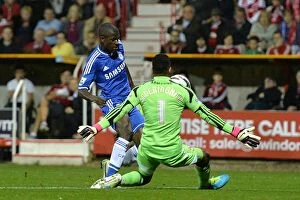 Swindon v Chelsea 24th September 2013 Collection: Nascimento Ramires Scores Chelsea's Second Goal Against Swindon Town in Capital One Cup