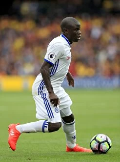 Images Dated 20th August 2016: Ngolo Kante in Action: Premier League Showdown at Vicarage Road - Chelsea vs. Watford