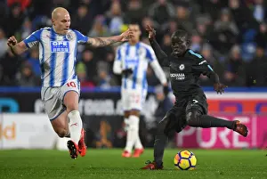 N'Golo Kante Fends Off Aaron Mooy Pressure: Huddersfield Town vs Chelsea, Premier League
