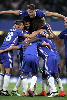 Images Dated 23rd October 2016: N'Golo Kante's Stamford Bridge Stunner: Chelsea Star Celebrates Fourth Goal Against Manchester