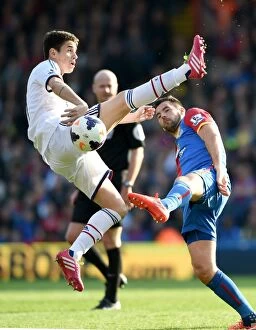 Images Dated 29th March 2014: Oscar vs. Ledley: Intense Clash Between Chelsea's Oscar and Crystal Palace's Joe Ledley at