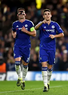 September 2015 Prints: Oscar's Double: Chelsea Star Celebrates Second Goal vs