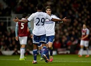 West Ham United V Chelsea 23rd November 2013 Prints: Oscar's Double: Chelsea Star's Euphoric Celebration After Scoring Second Goal vs