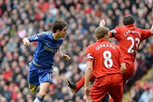Images Dated 21st April 2013: Oscar's Header: Chelsea Takes the Lead Against Liverpool in Premier League (Anfield)