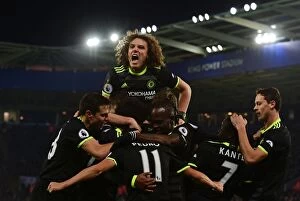 Images Dated 14th January 2017: Pedro Scores Third Goal: Chelsea's Triumph over Leicester City, Premier League