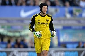Images Dated 14th September 2013: Petr Cech in Action: Everton vs Chelsea, Barclays Premier League (September 14, 2013)
