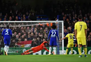 Football Prints: Petr Cech Saves Penalty from Agim Ibraimi in UEFA Champions League Match against NK Maribor (Chelsea)