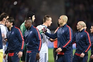 Paris Saint Germain v Chelsea 2nd April 2014 Collection: Quarter-Final Showdown: Handshake Moment - Paris Saint-Germain vs