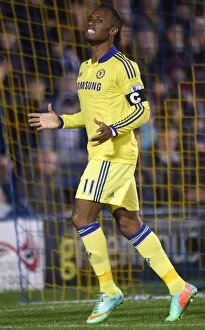 Shrewsbury Town v Chelsea 28th October 2014 Collection: Regretful Didier Drogba: A Missed Opportunity at Shrewsbury Town's Greenhous Meadow