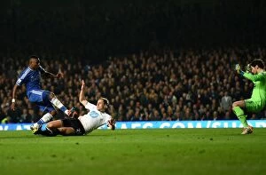 Images Dated 8th March 2014: Samuel Eto'o Scores First Goal for Chelsea Against Tottenham Hotspur in BPL Match (8th March 2014)