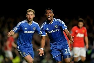 Chelsea v Manchester United 19th January 2014 Collection: Samuel Eto'o's Double Strike: Chelsea's Glorious Moment Against Manchester United