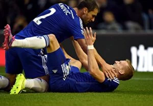 Images Dated 18th August 2014: Schurrle and Ivanovic: Celebrating Chelsea's Second Goal Against Burnley (August 18, 2014)