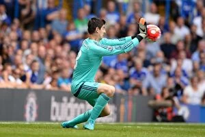 Images Dated 8th August 2015: Thibaut Courtois: In Action - Chelsea vs Swansea City, Premier League 2015 (August)