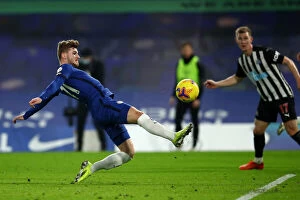 15.02.21 - Chelsea v Newcastle United (Home) Collection: Timo Werner in Action at Empty Stamford Bridge: Chelsea vs Newcastle United, Premier League